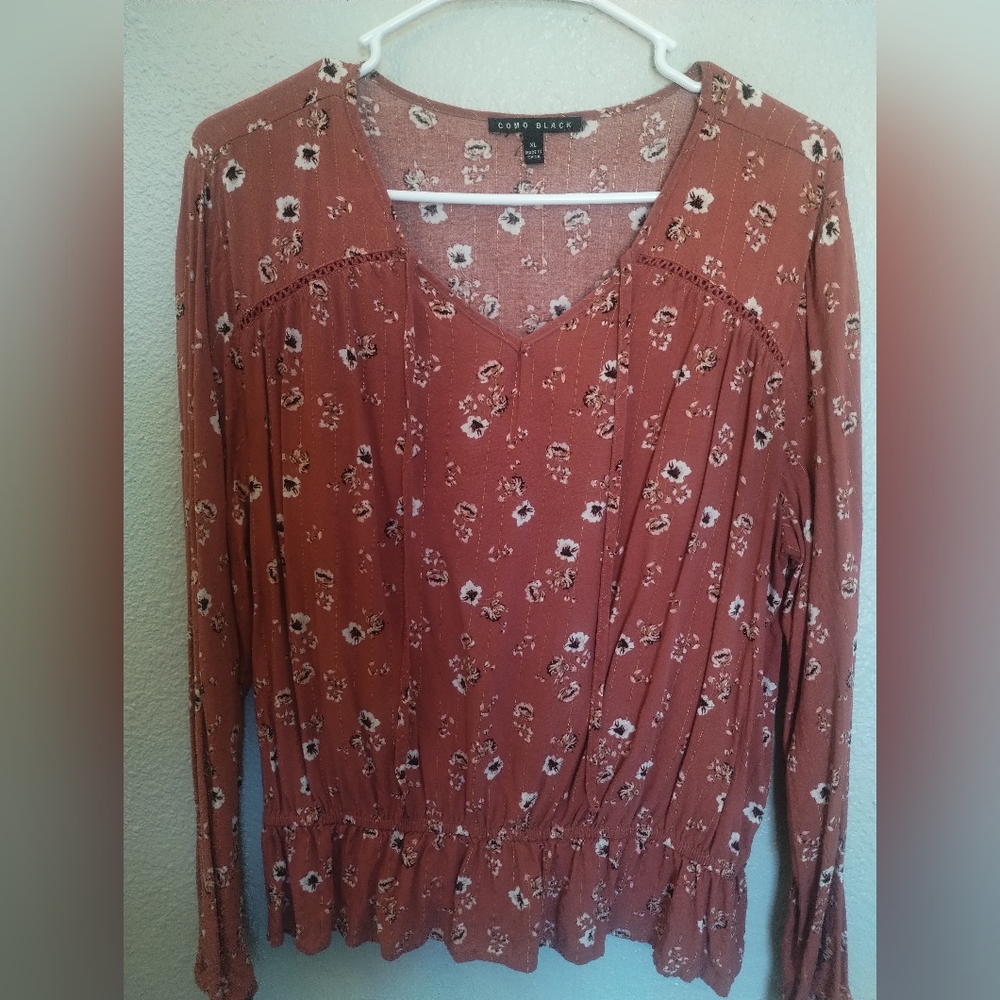 Pink boho top with floral print